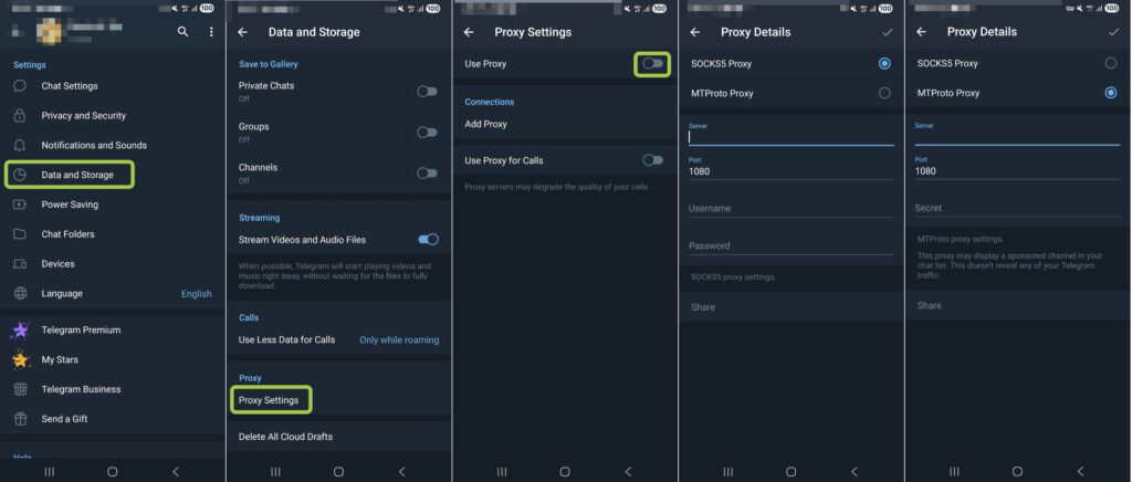 Telegram Proxy Setting on Android