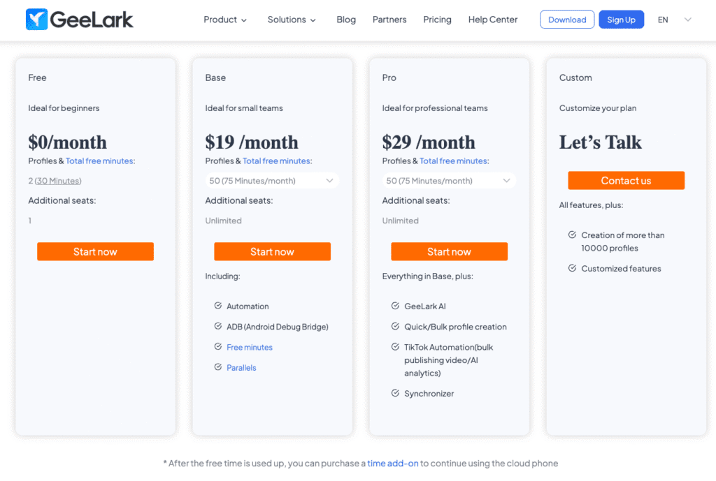 GeeLark Antidetect Browsers Pricing 2025
