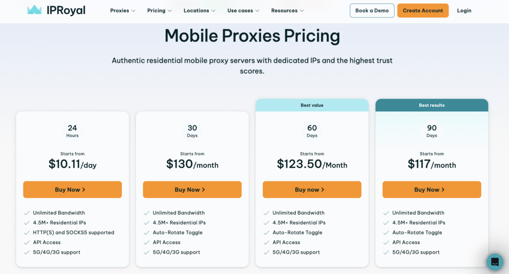 IPRoyal Mobile proxy provider price