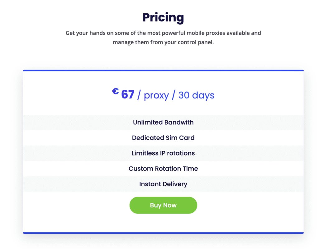 Mobile proxy prices