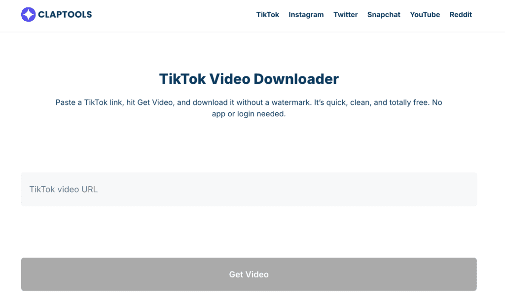 Claptools TikTok profile viewer showing video captions hashtags and engagement rate